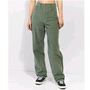 Empyre Tori Corduroy Skater Pants Women's 12 Olive Green Loose Fit Y2K E19.2